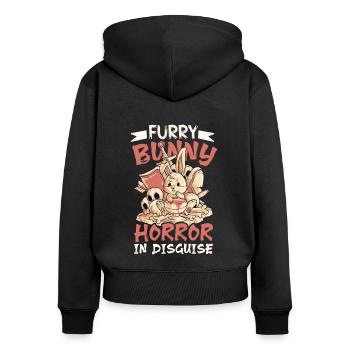 Horror Hase Mord Horrorfilm Fan Goth Gothic - Frauen Premium Bio Zip Hoodie - Schwarz - Hinten - Julia (174cm)