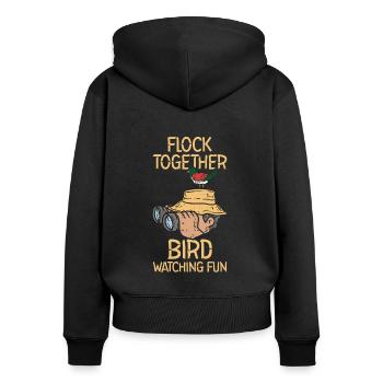 Bird Watching Birding Binoculars Avian Feathered - Frauen Premium Bio Zip Hoodie - Schwarz - Hinten - Julia (174cm)