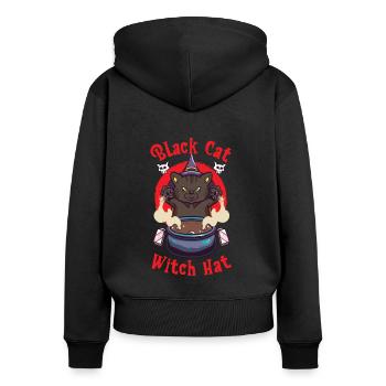 Cat Witch Occult Gothic Dark Satanic - Women's Premium Organic Zip Hoodie - black - Back - Julia (174cm)