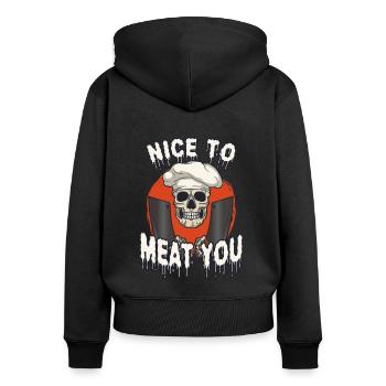 Fleischschneider Metzger Horror Skelett Gore - Frauen Premium Bio Zip Hoodie - Schwarz - Hinten - Julia (174cm)