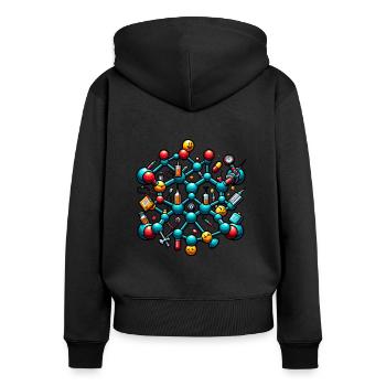 Chimie organique, Étudiants en chimie, Chimie - Sweat à capuche zippé Premium bio Femme - noir - Dos - Julia (174cm)
