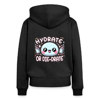 Hydration Drink Water Stay Hydrated Hydration - Frauen Premium Bio Zip Hoodie - Schwarz - Hinten - Julia (174cm)