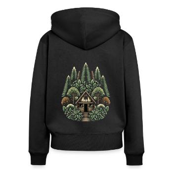 Rolling Tiny House Mode de vie minimaliste - Sweat à capuche zippé Premium bio Femme - noir - Dos - Julia (174cm)