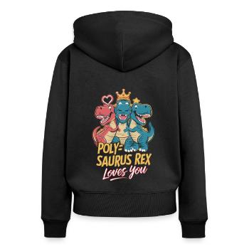 Communauté polyamoureuse Parentalité polyamoureuse - Sweat à capuche zippé Premium bio Femme - noir - Dos - Julia (174cm)