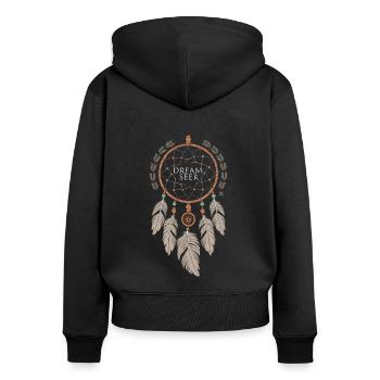Dream Catcher Bohemian Spiritual Dreamcatcher - Frauen Premium Bio Zip Hoodie - Schwarz - Hinten - Julia (174cm)