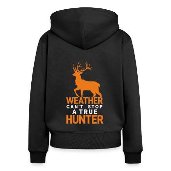 Erlebe Die Spannung Der Hirschjagd Im Wald Mit - Frauen Premium Bio Zip Hoodie - Schwarz - Hinten - Julia (174cm)