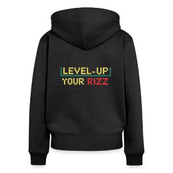 Rizzler Culture Gaming Life Rizzler Quotes - Frauen Premium Bio Zip Hoodie - Schwarz - Hinten - Julia (174cm)