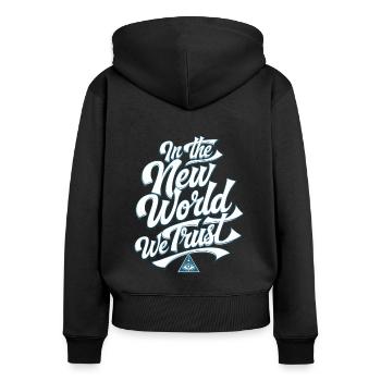 Verschwörung Der Neuen Weltordnung Globale - Frauen Premium Bio Zip Hoodie - Schwarz - Hinten - Julia (174cm)