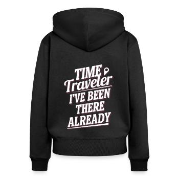 Time travel sci-fi enthusiast and time machine - Women's Premium Organic Zip Hoodie - black - Back - Julia (174cm)
