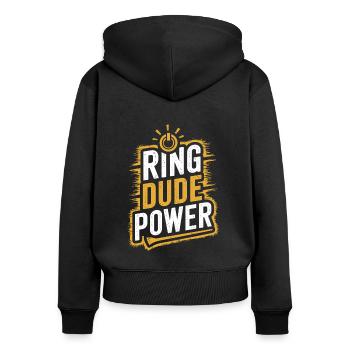 Ring Dude Wedding Ceremony Ring Guy - Women's Premium Organic Zip Hoodie - black - Back - Julia (174cm)