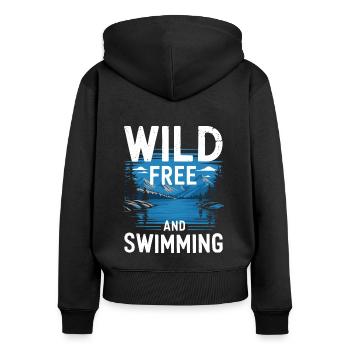 Wild Swimming Outdoor Adventure and Open - Women's Premium Organic Zip Hoodie - black - Back - Julia (174cm)