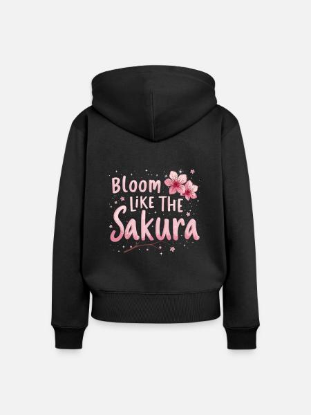 Kirschblüten-enthusiast Sakura Lovers Springtime - Frauen Premium Bio Zip Hoodie - Schwarz
