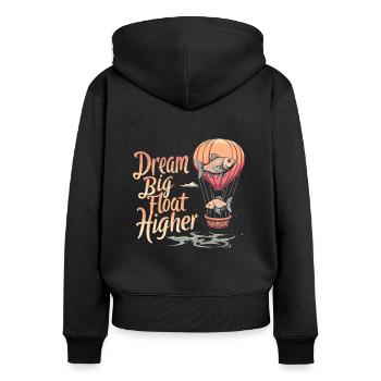Surréaliste Art Humour Images oniriques Flottant - Sweat à capuche zippé Premium bio Femme - noir - Dos - Julia (174cm)