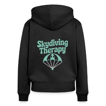 FallscFallschirmspringen Anfänger Abenteuer Nerven - Frauen Premium Bio Zip Hoodie - Schwarz - Hinten - Julia (174cm)
