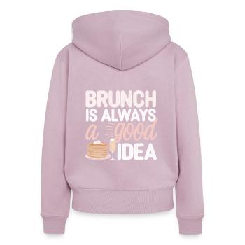 Brunch Culture Bottomless Mimosa Lovers - Women's Premium Organic Zip Hoodie - dusky pink - Back - Julia (174cm)