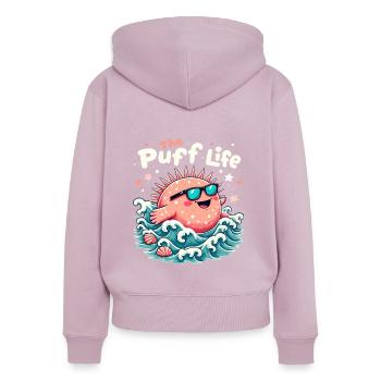 Puffer fish marine life enthusiast Quirky - Women's Premium Organic Zip Hoodie - dusky pink - Back - Julia (174cm)