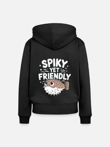 Kugelfisch-meereslebewesen-enthusiasten Quirky - Frauen Premium Bio Zip Hoodie - Schwarz