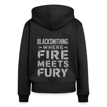Forge Viking Guerrier Forge nordique Travail du métal - Sweat à capuche zippé Premium bio Femme - noir - Dos - Julia (174cm)