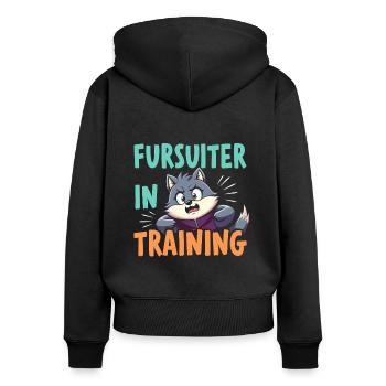 Pursuiting Purry Fandom Kostüm Performance - Frauen Premium Bio Zip Hoodie - Schwarz - Hinten - Julia (174cm)