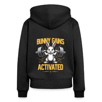 Fitness Bunny Fitness -workout Rabbit Bodybuilding - Frauen Premium Bio Zip Hoodie - Schwarz - Hinten - Julia (174cm)