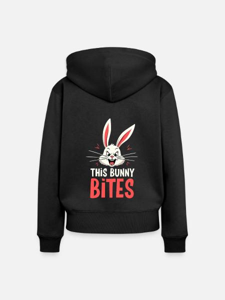 Mürrischer Hase Sarkastisches Tierdesign - Frauen Premium Bio Zip Hoodie - Schwarz