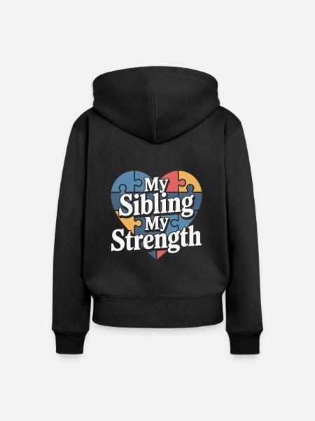 Autismus -geschwister - Frauen Premium Bio Zip Hoodie - Schwarz