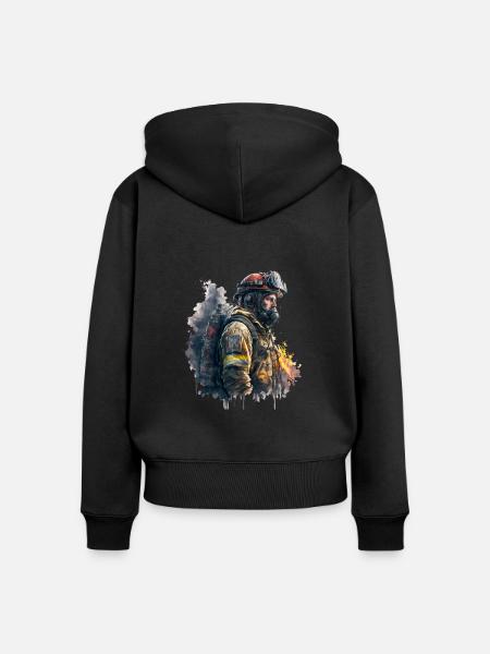 Feuerwehrmann im Einsatz - Frauen Premium Bio Zip Hoodie - Schwarz