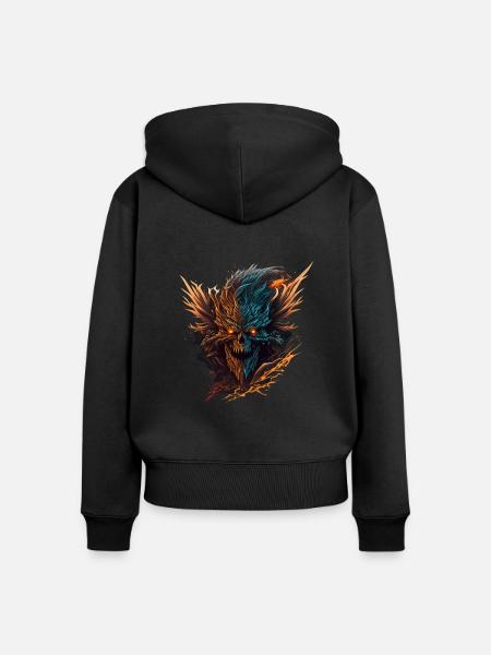 Halloween Dämon - Frauen Premium Bio Zip Hoodie - Schwarz
