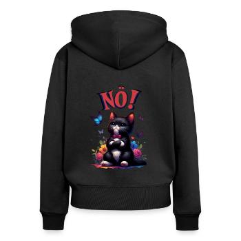 Chat drôle de dire non ! Pour les amoureux des chats - Sweat à capuche zippé Premium bio Femme - noir - Dos - Julia (174cm)