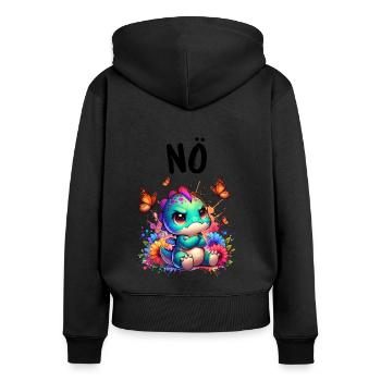 Dinosaurier Spruch Nö für Jungen und Mädchen - Frauen Premium Bio Zip Hoodie - Schwarz - Hinten - Julia (174cm)