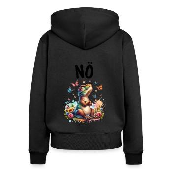 Dinosaurier Dinos Spruch Nö für Jungen und Mädchen - Frauen Premium Bio Zip Hoodie - Schwarz - Hinten - Julia (174cm)