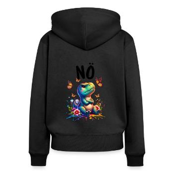Dinosaurier Dinos Spruch Nö für Jungen und Mädchen - Frauen Premium Bio Zip Hoodie - Schwarz - Hinten - Julia (174cm)