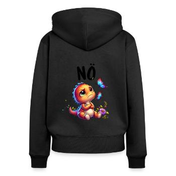 Dinosaurier Dinos Spruch Nö für Jungen und Mädchen - Frauen Premium Bio Zip Hoodie - Schwarz - Hinten - Julia (174cm)