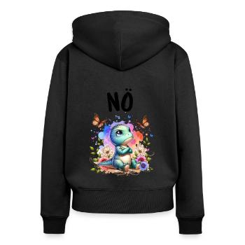 Dinosaurier Dinos Spruch Nö für Jungen und Mädchen - Frauen Premium Bio Zip Hoodie - Schwarz - Hinten - Julia (174cm)