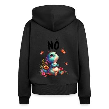 Dinosaurier Dinos Spruch Nö für Jungen und Mädchen - Frauen Premium Bio Zip Hoodie - Schwarz - Hinten - Julia (174cm)