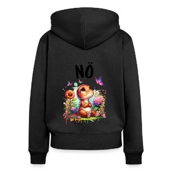 Dinosaurier Dinos Spruch Nö für Jungen und Mädchen - Frauen Premium Bio Zip Hoodie - Schwarz - Hinten - Julia (174cm)