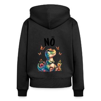 Dinosaurier Dinos Spruch Nö für Jungen und Mädchen - Frauen Premium Bio Zip Hoodie - Schwarz - Hinten - Julia (174cm)
