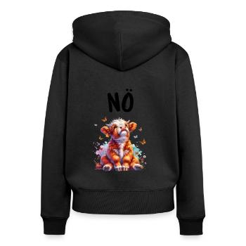 Vache Highlander disant non pour les garçons et les filles - Sweat à capuche zippé Premium bio Femme - noir - Dos - Julia (174cm)