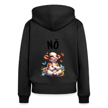 Cow Saying Nope for Boys and Girls - Women's Premium Organic Zip Hoodie - black - Back - Julia (174cm)