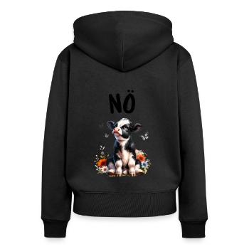 Vache disant non pour les garçons et les filles - Sweat à capuche zippé Premium bio Femme - noir - Dos - Julia (174cm)