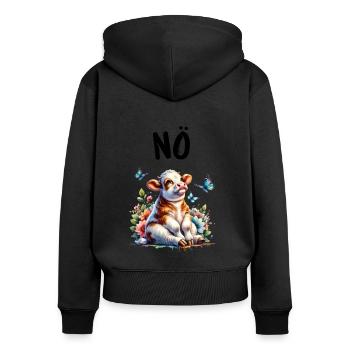 Vache disant non pour les garçons et les filles - Sweat à capuche zippé Premium bio Femme - noir - Dos - Julia (174cm)