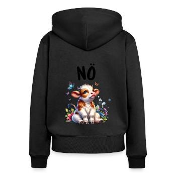 Vache disant non pour les garçons et les filles - Sweat à capuche zippé Premium bio Femme - noir - Dos - Julia (174cm)
