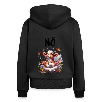 Vache disant non pour les garçons et les filles - Sweat à capuche zippé Premium bio Femme - noir - Dos - Julia (174cm)