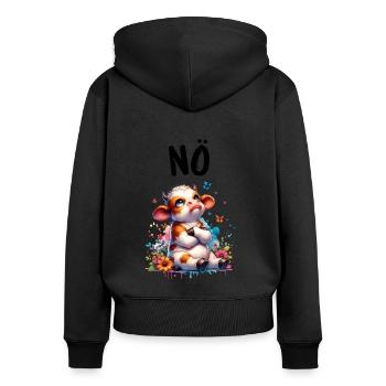 Vache disant non pour les garçons et les filles - Sweat à capuche zippé Premium bio Femme - noir - Dos - Julia (174cm)