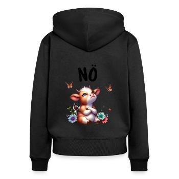 Vache disant non pour les garçons et les filles - Sweat à capuche zippé Premium bio Femme - noir - Dos - Julia (174cm)