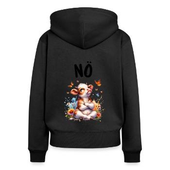 Vache disant non pour les garçons et les filles - Sweat à capuche zippé Premium bio Femme - noir - Dos - Julia (174cm)