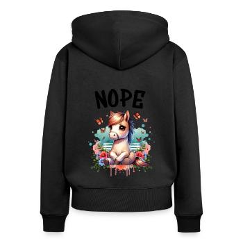 Cheval Drôle Dicton Non pour les amoureux des chevaux - Sweat à capuche zippé Premium bio Femme - noir - Dos - Julia (174cm)