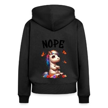 Cheval Drôle Dicton Non pour les amoureux des chevaux - Sweat à capuche zippé Premium bio Femme - noir - Dos - Julia (174cm)