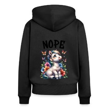 Cheval Drôle Dicton Non pour les amoureux des chevaux - Sweat à capuche zippé Premium bio Femme - noir - Dos - Julia (174cm)