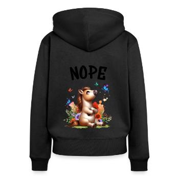 Cheval Drôle Dicton Non pour les amoureux des chevaux - Sweat à capuche zippé Premium bio Femme - noir - Dos - Julia (174cm)